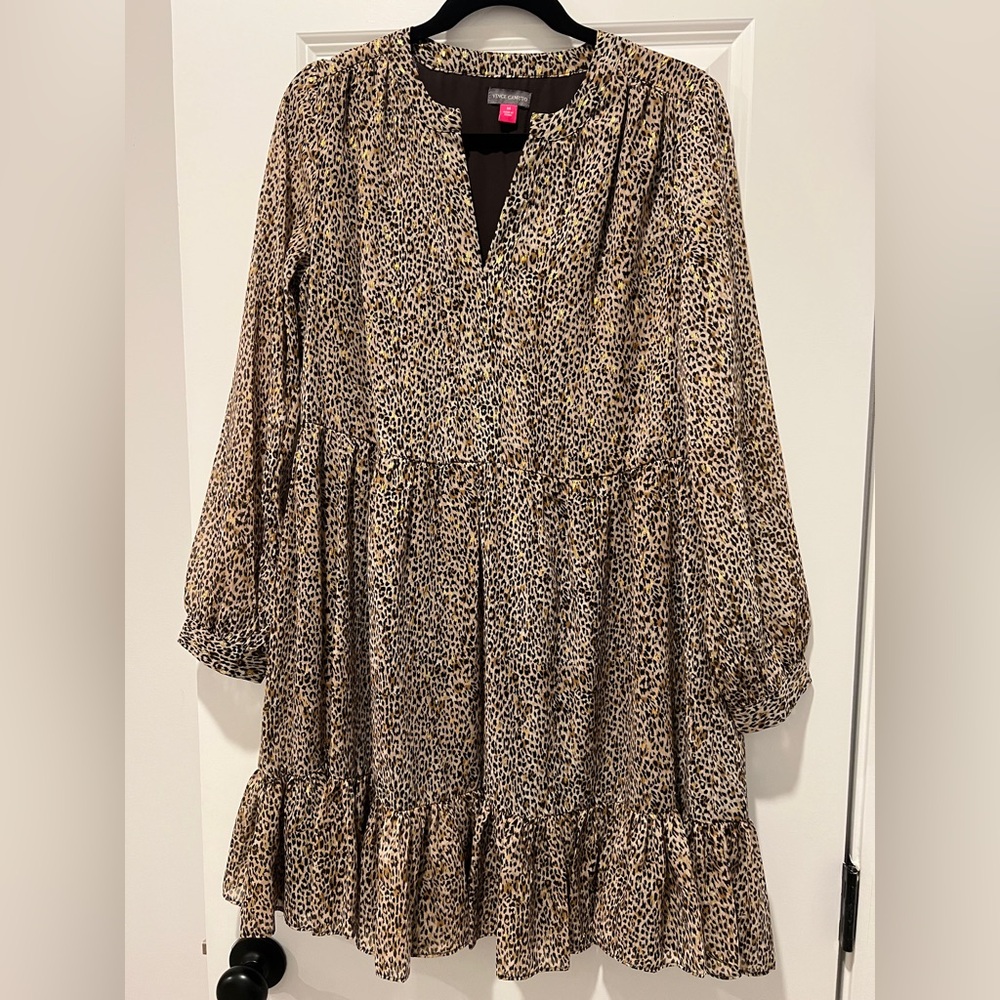 Vince Camino Animal Print Chiffon Mini Dress